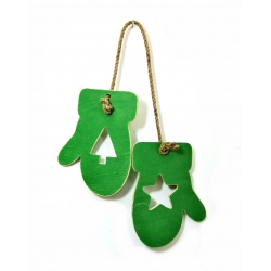 Rękawiczki drewniane dekoracja wisząca Zielone